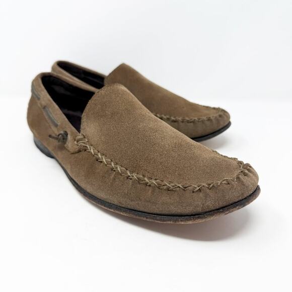 John Varvatos Tan Suede Loafers Driving Shoes Men's US Size 9.5 VGUC Slip On - Picture 10 of 10